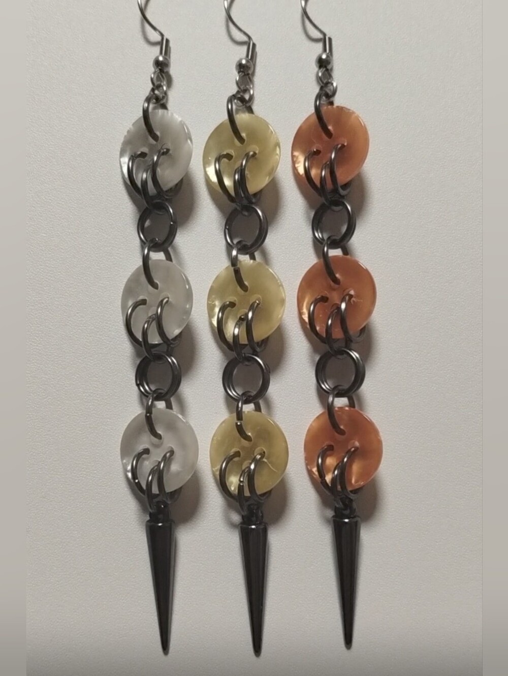 Colorful Shell Buttons Dangle Spike Earrings